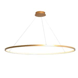 47 in. 60-Watt Integrated LED Ring Gold Chandelier Hanging Lamp for Living Room