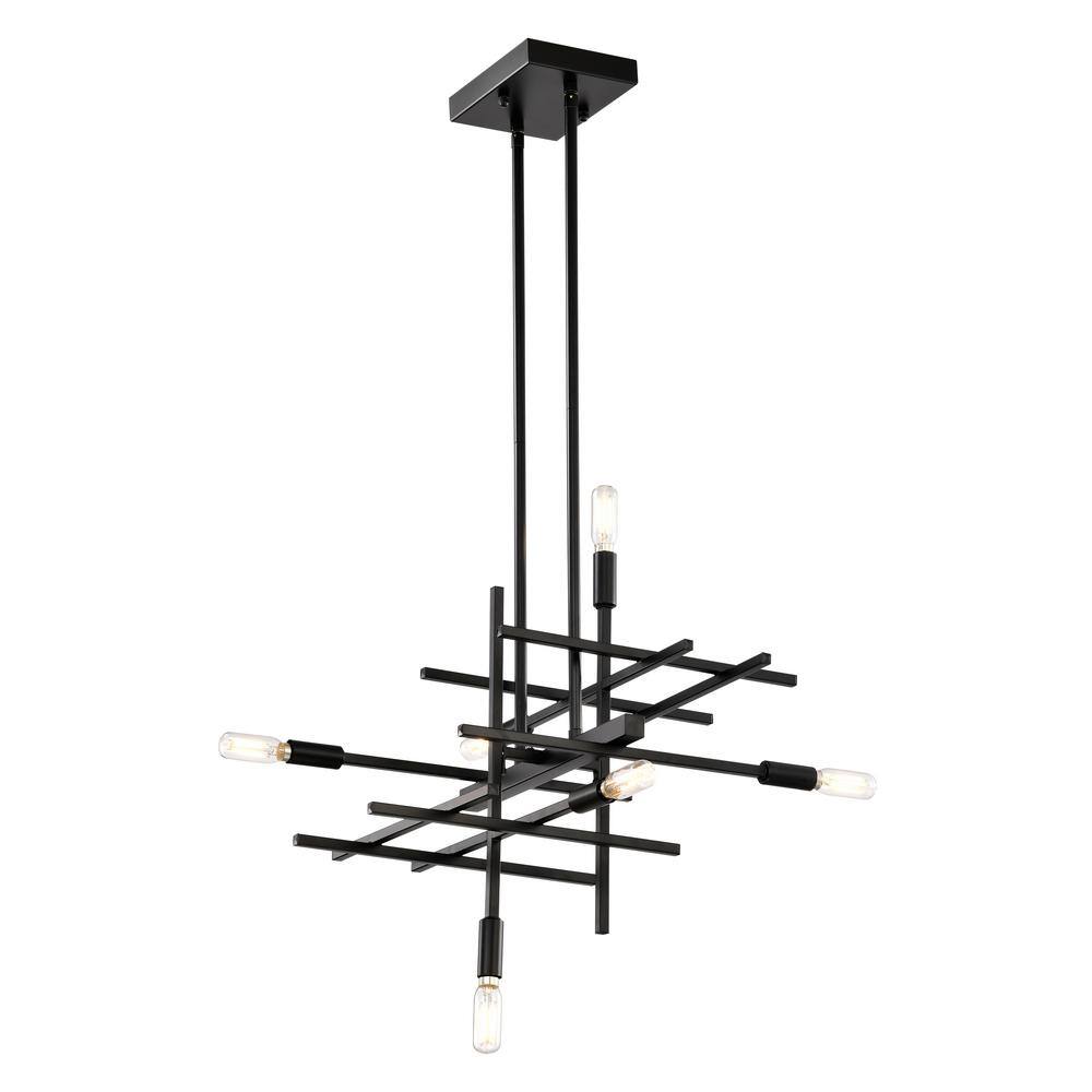 Lavanda 6-Light Black Geometric Chandelier for Dining/Living Room, Bedroom, Kitchen with No Bulbs Included price history on PriceWatchPro