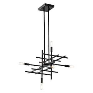 Lavanda 6-Light Black Geometric Chandelier for Dining/Living Room, Bedroom, Kitchen with No Bulbs Included