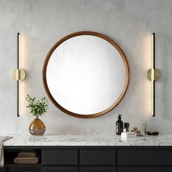 28.3 in. 1-Light Gold and Black Modern Integrated LED Vanity Light Bar Rotatable Bathroom Light (2-Pack)