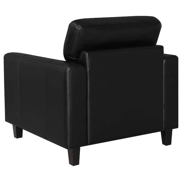 Coaster Scotland Black Faux Leather Upholstered Track Arm Chair