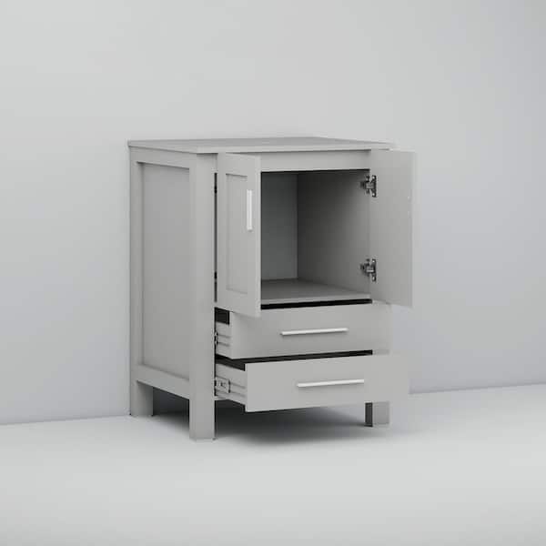 Puluomis 24 in. W x 19 in. D x 32 in. H Bath Vanity in Gray with