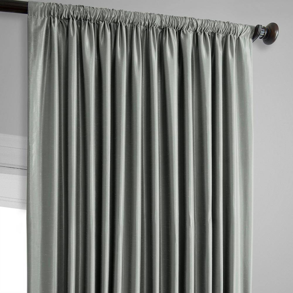 Silver Faux Silk Blackout Curtains 108 Inches Long