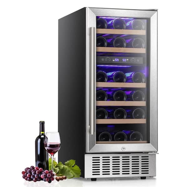 15 in. Dual Zone 28 Wine Bottles and 66 Can Beverage and Wine Cooler in Stainless Steel Silver