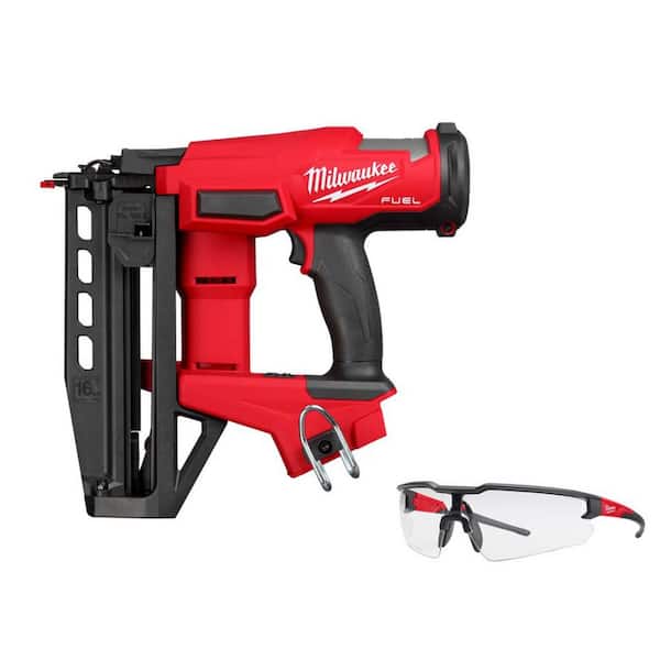 Milwaukee M18 FUEL 18-Volt Lithium-Ion Brushless Cordless Gen ll 16-Gauge Straight Finish Nailer (Tool Only) with Safety Glasses