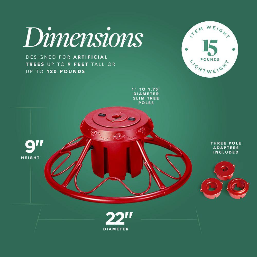 Red Metal Rotating Stand for Artificial Christmas Trees up to 9 Feet