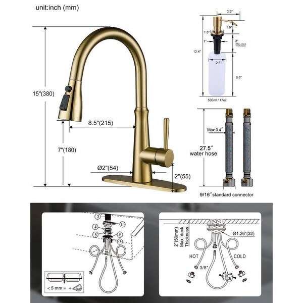 ARCORA Single Handle Stainless Steel Pull Down Sprayer Kitchen