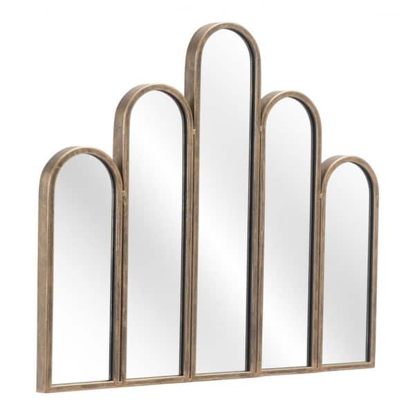 HomeRoots 24 in. x 21.9 in. Classic Irregular Framed Gold Vanity Mirror