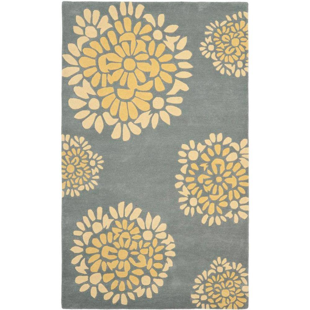 SAFAVIEH Martha Stewart Cement 10 ft. x 14 ft. Floral Solid Color Area Rug, Silver -  MSR4730B-10