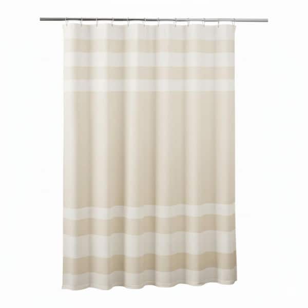 Spa Waffle 36 in. W x 72 in. L Polyester Shower Curtain with 3M Treatment in Cream