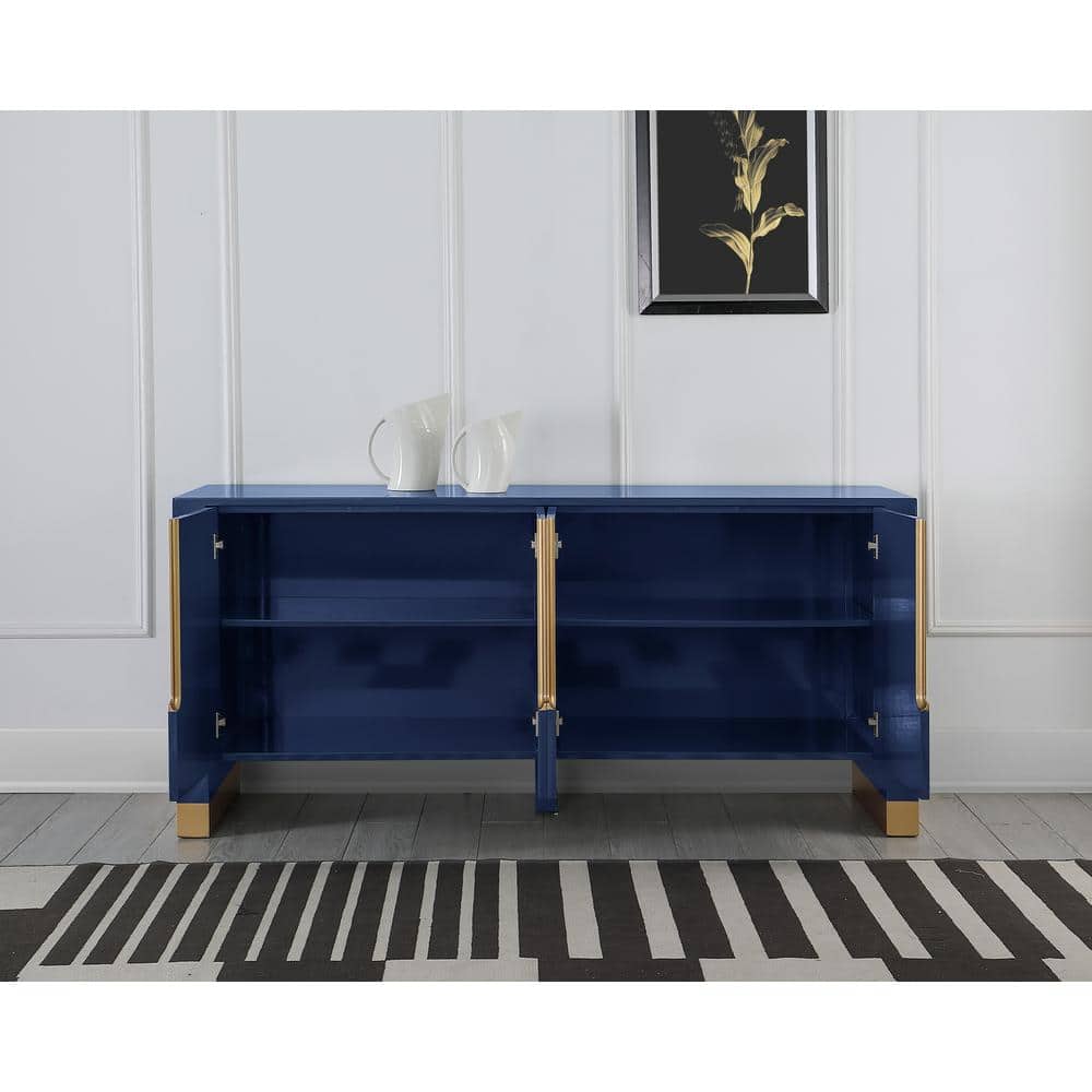 Navy and Gold 68" Modern Sideboard with Soft-Close Drawers