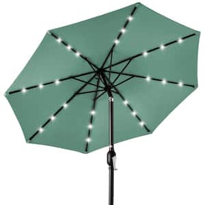 10 ft. Market Solar LED Lighted Tilt Patio Umbrella with UV-Resistant Fabric in Seaglass