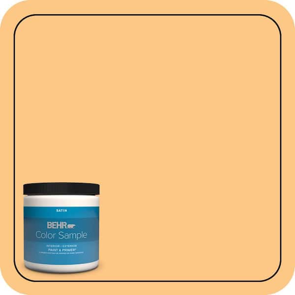 BEHR PREMIUM PLUS 8 oz. #P240-4 Mango Tango Satin Enamel Interior/Exterior Paint & Primer Color Sample