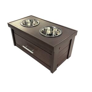 ECOFLEX Piedmont 40 oz. 2-Bowl Dog Diner with Storage Drawer in Russet