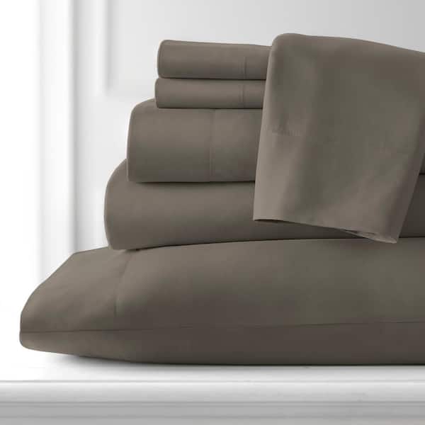 Southshore Fine Linens Vilano Series 21 in. Extra-Deep Pocket 6-Piece Dark Taupe Microfiber King Sheet Set