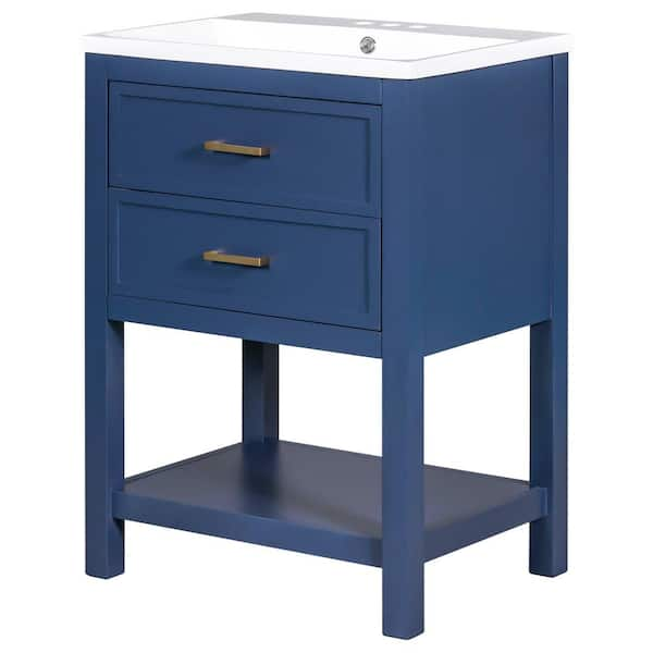 Virubi 24 in. W x 18 in. D x 34.1 in. H Single Sink Bath Vanity in Blue ...