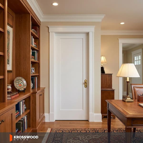 Krosswood Doors 32 in. x 80 in. Shaker 1-Panel Primed Solid Hybrid