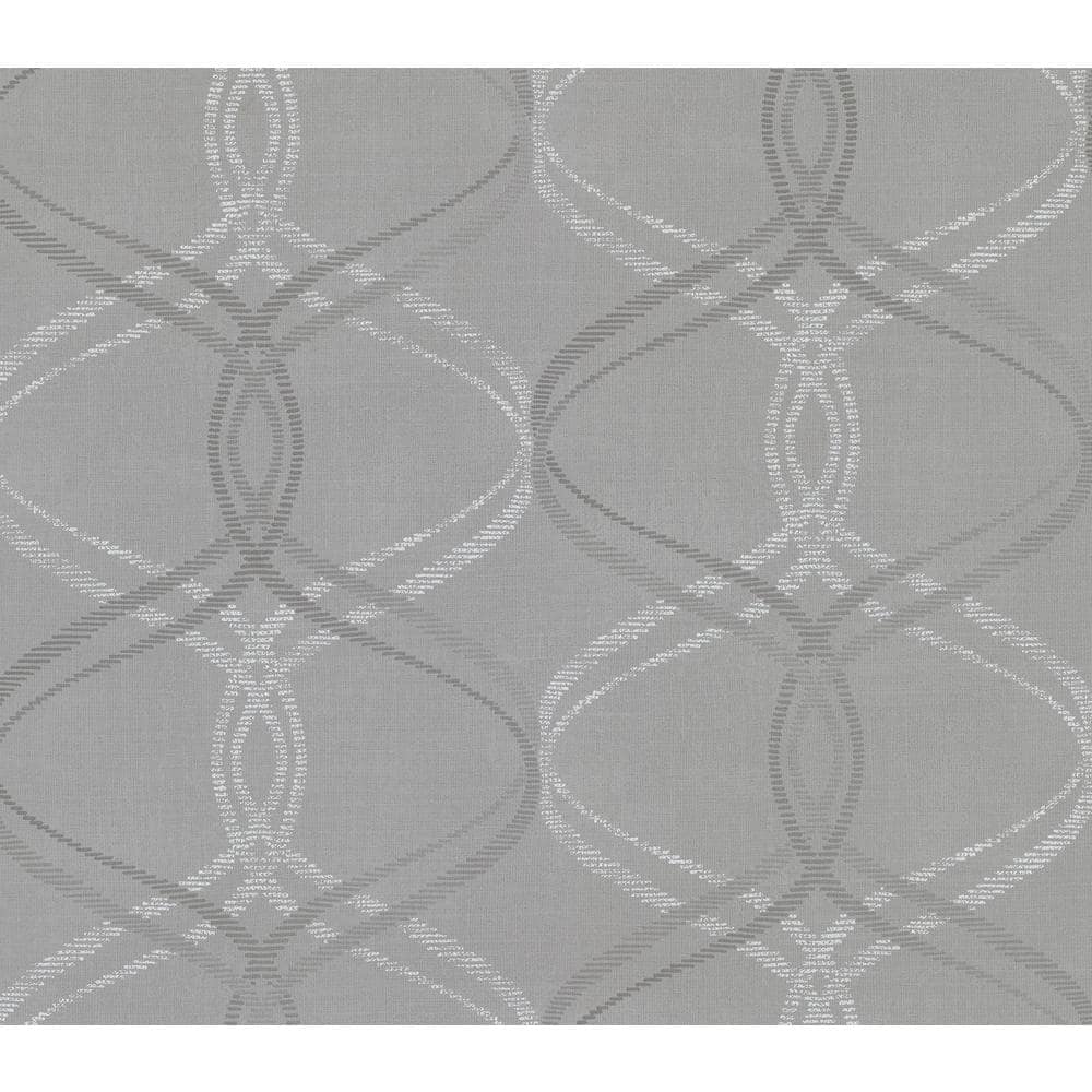 Advantage Waters Grey Ogee Strippable Wallpaper (Covers 56.4 sq. ft ...