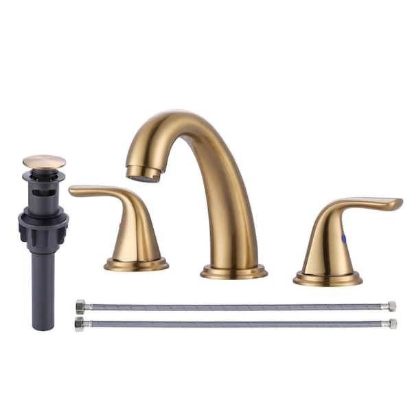 ARCORA 8 in. Widespread Double Handle Bathroom Faucet in Brushed Gold