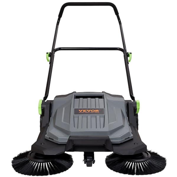 25.6 in. Walk-Behind Floor Sweeper-5-Gal Bin Non-Electric, Adjustable Handle for Yard and Garage