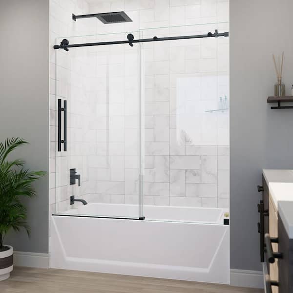 DreamLine Enigma-X 55-59 in. W x 62 in. H Clear Sliding Tub Door in Matte Black