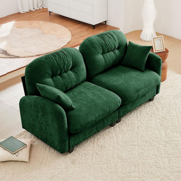 Homy Casa PMOB 74 in. Armrest 2-piece Chenille Loveseat Tufted