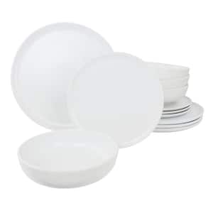 Serenade 12-Pcs Round Stoneware Dinnerware Set Service of 4 in White