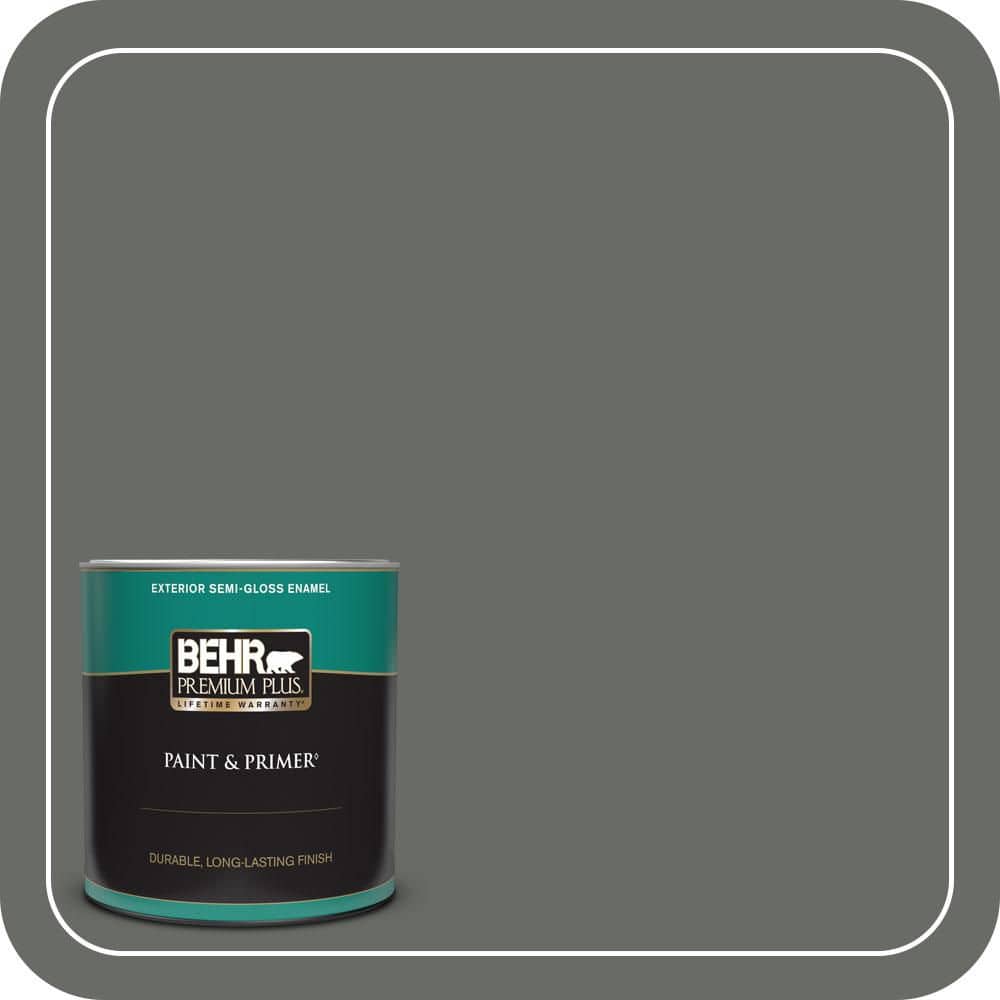 BEHR PREMIUM PLUS 1 qt. #BNC-26 Lunar Basalt Semi-Gloss Enamel Exterior ...