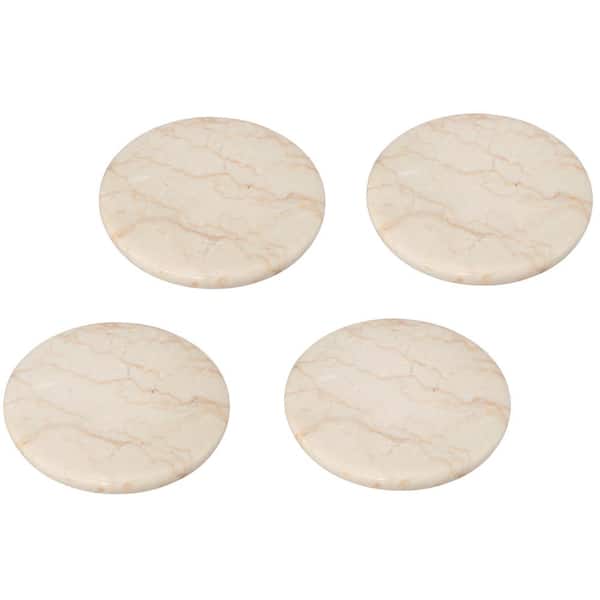 Creative Home Natural Champagne Marble Set of 4-Pieces Round Coaster, 4 in. Dia. for Fine Dining Dinner Table Service