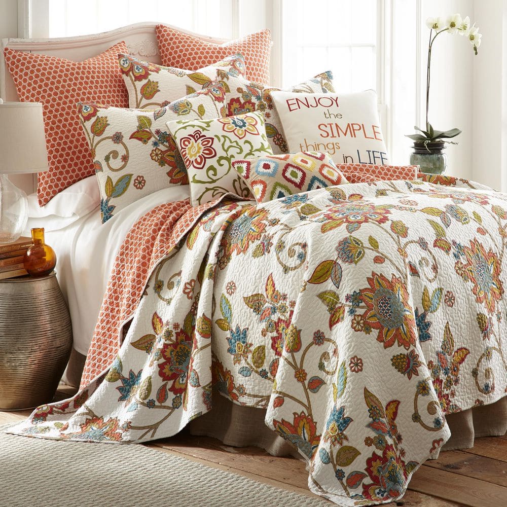 Burnt Orange Cotton Geometric Euro Sham Set