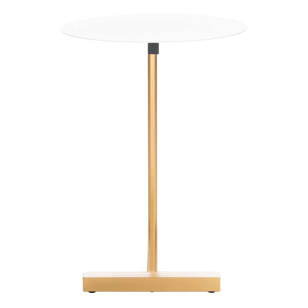 Haylee 22.8 in. White Round Metal End Table