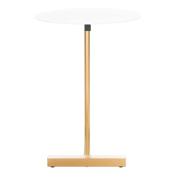 SAFAVIEH Haylee 22.8 in. White Round Metal End Table