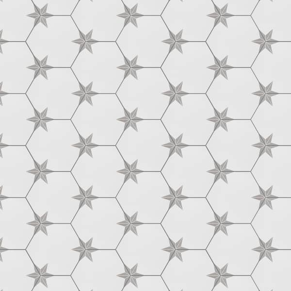 Merola Tile Stella Hex Silver 8-5/8 in. x 9-7/8 in