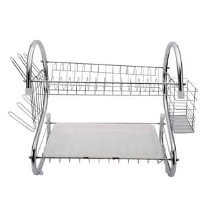 Aoibox 2-Tier Dish Rack Set Anti-Rust Dish Drainer Shelf Tableware Holder  Cup Holder For Kitchen Counter Storage HDDB1296 - The Home Depot