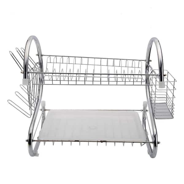 Aoibox 2-Tier Metal Black Drying Dish Rack for Kitchen Counter, Kitchen  Dishes Organizers, Drain Board Set SNSA22IN174 - The Home Depot