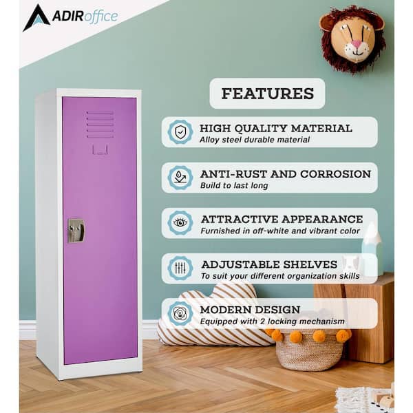 629-Series 48 in. H 1-Tier Steel Storage Locker Free Standing Cabinets for Home, School, Gym in Purple