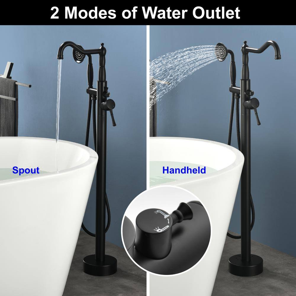 Black Stainless Steel Freestanding Bathtub Faucet with Hand Shower