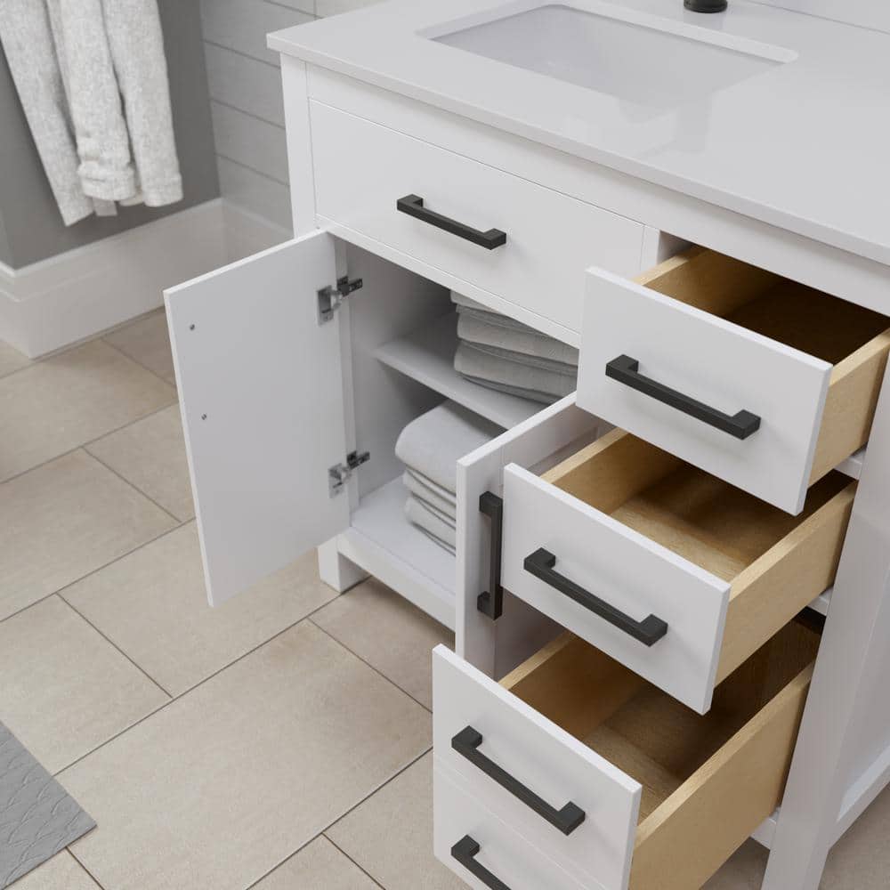 Beckett 36" White Freestanding Single Bathroom Vanity with Marble Top