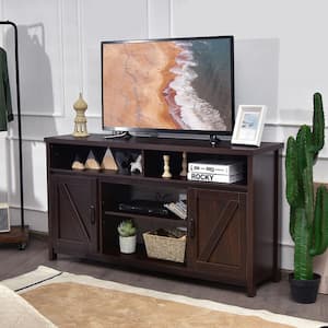 59 in. Coffee TV Stand Media Center Console Cabinet Fits TV's up to 65'' w/Barn Door