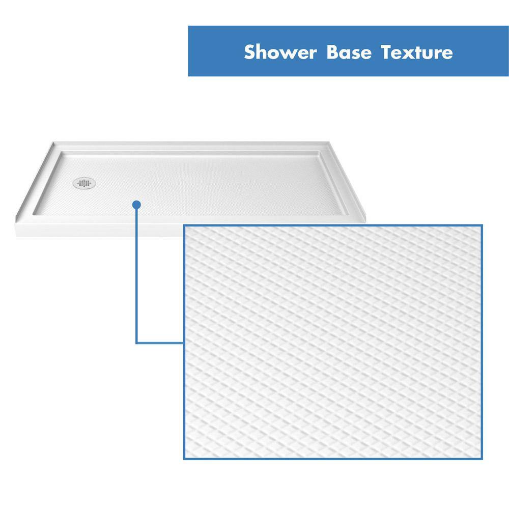 Matte Black Clear Glass Sliding Shower Kit with Left Drain