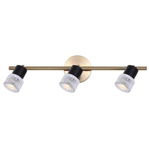 Elsee 1.9 ft. Gold and Matte Black Halogen Wall Mounted Hard Wired Track Lighting Kit with Cylinder Head