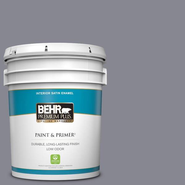 BEHR PREMIUM PLUS 5 gal. #PPU16-15 Gray Heather Satin Enamel Low Odor Interior Paint & Primer