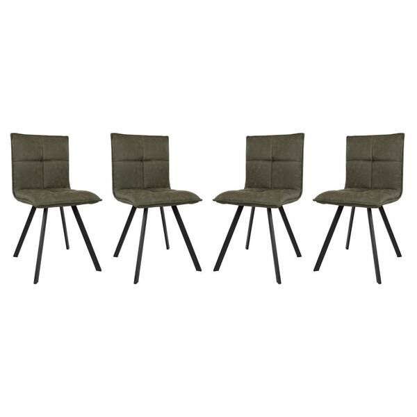 Leisuremod Wesley Olive Green Faux Leather Dining Chair Set of 4 WC18G4 The Home Depot