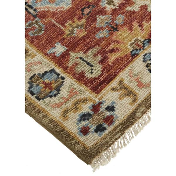 Red and Ivory 4 ft. x 6 ft. Floral Area Rug