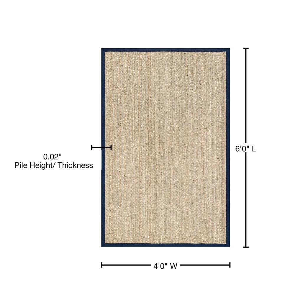 Navy Stripe Easy Care Seagrass 4' x 6' Area Rug