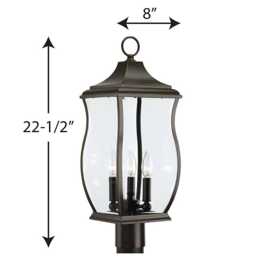 Township Oil Rubbed Bronze 3-Light Outdoor Post Lantern