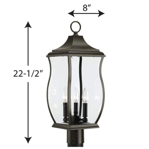 Progress Lighting Township 3-Light Oil Rubbed Bronze Transitional Beveled Glass Lantern Medium Outdoor Hanging Pendant Light