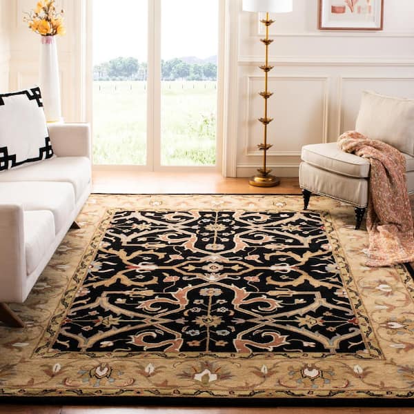 Heritage Charcoal/Beige 8 ft. x 10 ft. Border Area Rug