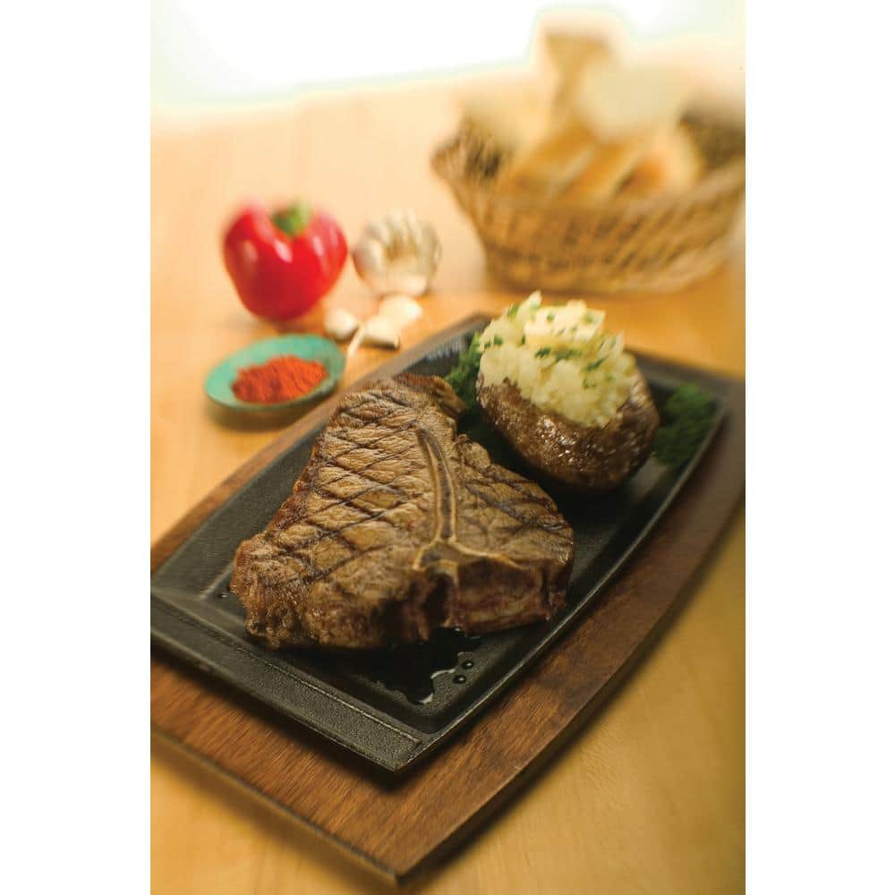 Black Cast Iron Rectangular Griddle with Raised Edges
