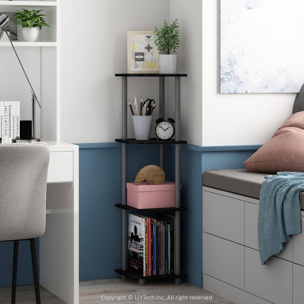 Black and Gray 4-Tier Corner Display Rack